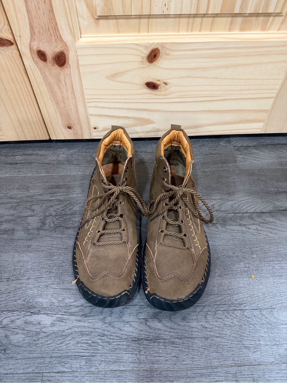 Men's Brown Lace-Up Barefoot Outdoor Shoes